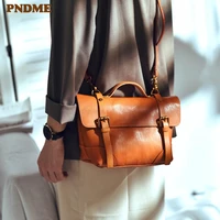 pndme vintage handmade genuine leather womens small handbag casual luxury natural cowhide party wild shoulder messenger bag