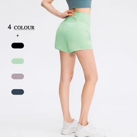 summer womens shorts with pocket yoga high waist shorts stretch solid loose sports shorts ice feeling quick dry women short