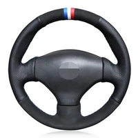 car steering wheel cover soft black genuine leather suede car steering wheel covers for peugeot 206 1998 2005 206 sw 206
