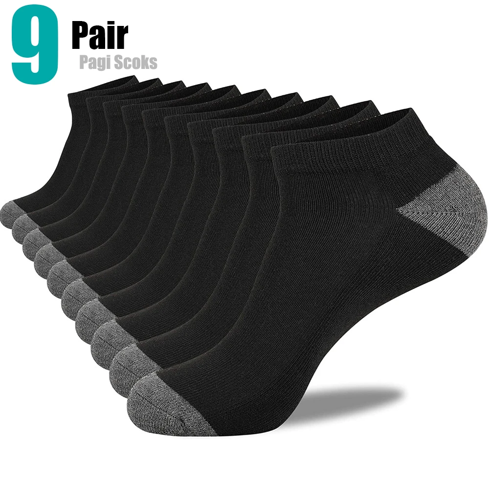 

9 Pairs/Lot Running Casual Outdoor Cotton Men Cycling Sock Free Shipping Size 10-13 Absorb sweat Black White Sport Ankle Socks