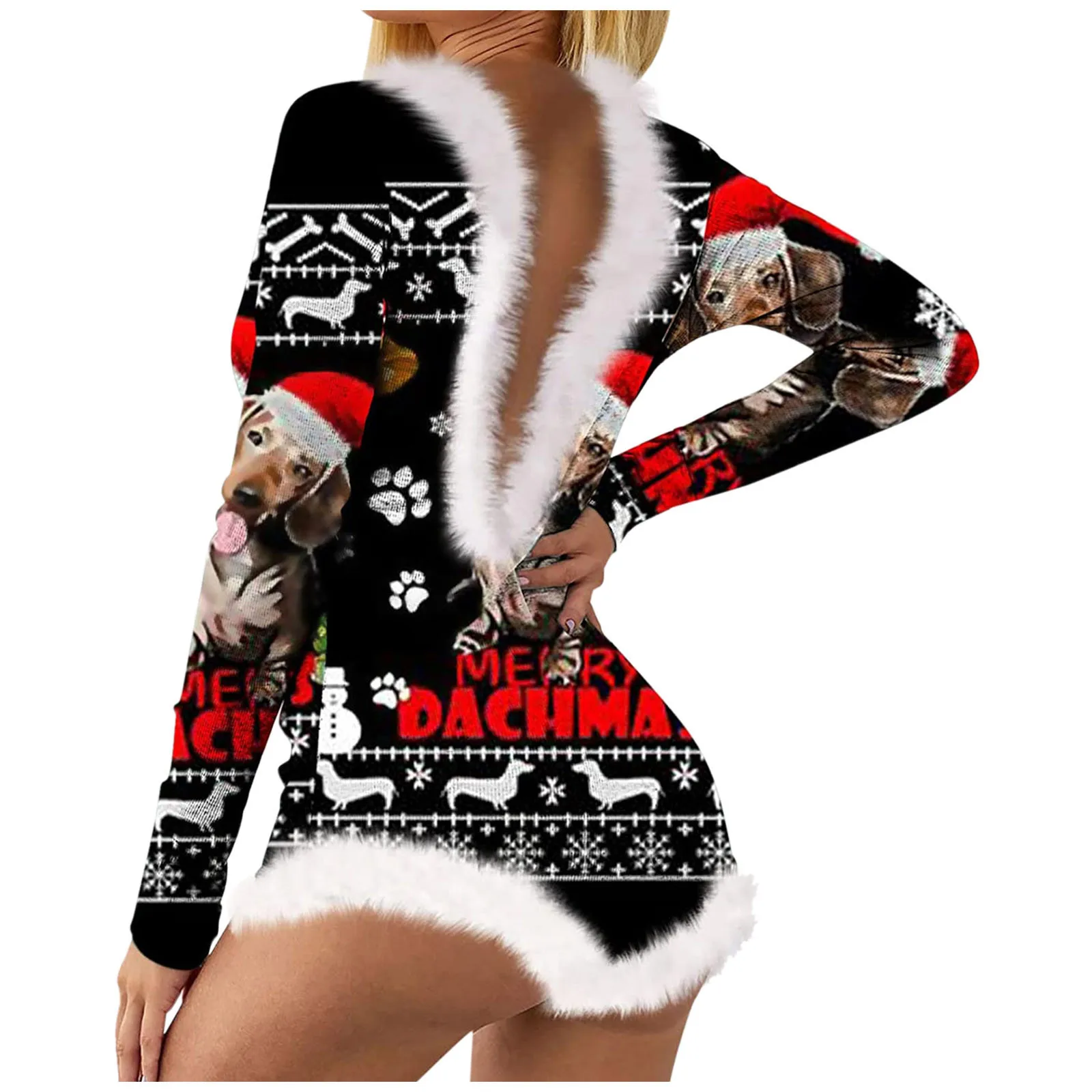 Рождественские женские комбинезоны в стиле пэчворк с перьями ночная одежда