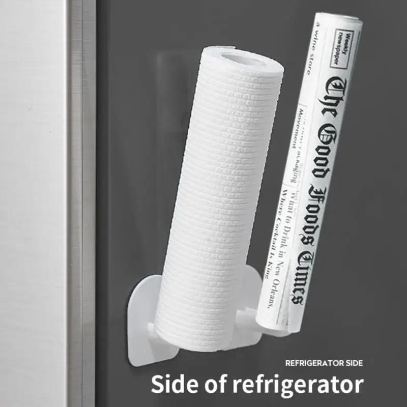 

1pcs Kitchen Self-adhesive Towel Holder Bathroom Toilet Paper Holder Cabinet Cling Film Storage Rack Tissue Storage Accessories