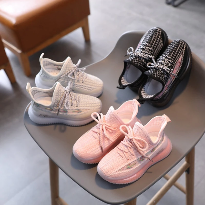 

Children Sneakers 2021 Sping Autumn Girls Knit Sport Shoes Boys Casual Sneakers Bbay Toddler Shoes Breathable Mesh Running Shoes