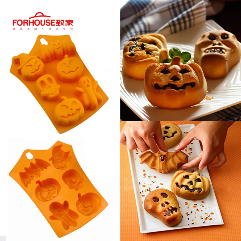 

Silicone Cake Mold Halloween Pumpkin Fondant Mould Chocolate Ice Bakeware Molds Sugarcraft Kitchen Tools Accessories