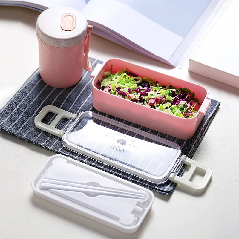 2 Слои Ланч-бокс для микроволновки японский дерева Bento Box Для Детский пищевой