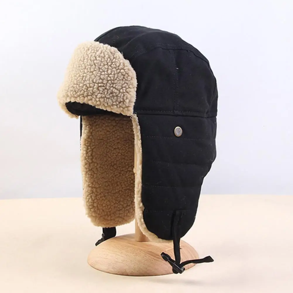 New Fleece Bomber Hat Winter 2021 Autumn Warm Wool Fur Russian Ushanka Hats With Ear Flap Pilot Trapper Cap Earflap Snow | Аксессуары