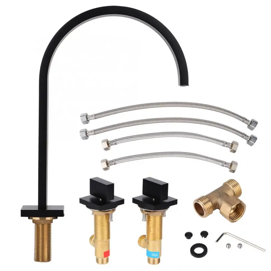 Медный смеситель для ванной комнаты простой кран с нитью G1/2 дюйма матовый черный