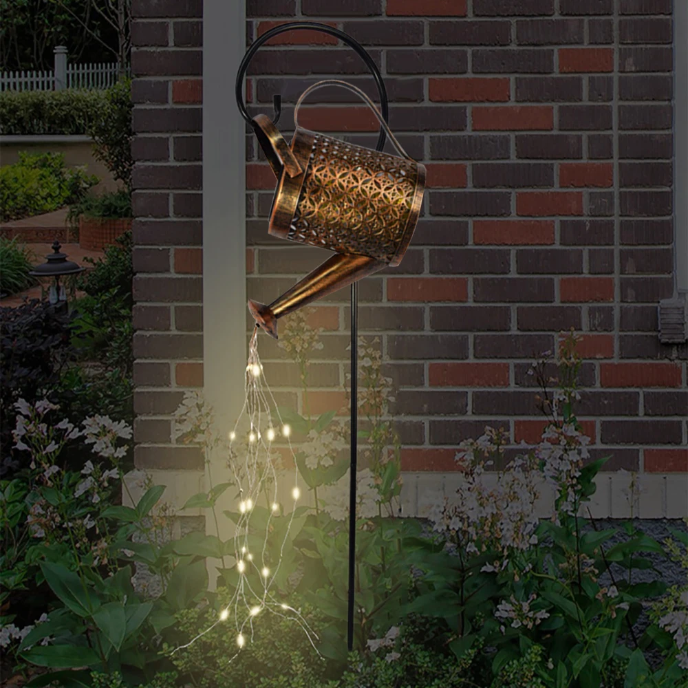 

Solar Ground Plug Light Shower Lamp Landscape Lighting With Iron Stand Sprinkler Christmas Decor Patio Led Lights
