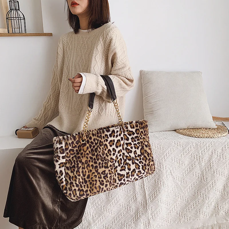 Модные женские меховые сумки большого размера для женщин 2019 плюшевые большие