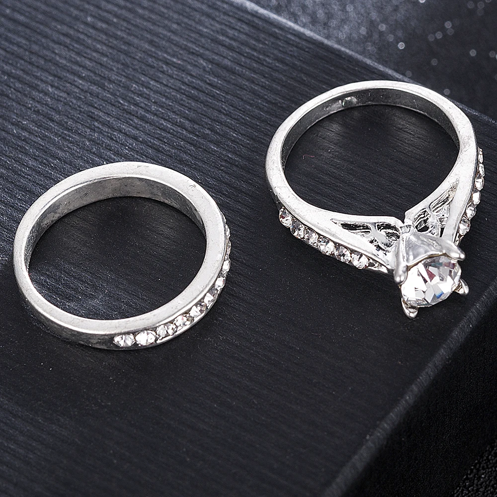 2 шт./компл. шар кольцо Bijoux Femme(украшения своими руками) Модные украшения Bijoux(украшения своими руками) с украшениями в виде серебристых кристаллов Обручение свадебные кольца для мужчин и женщин Anel