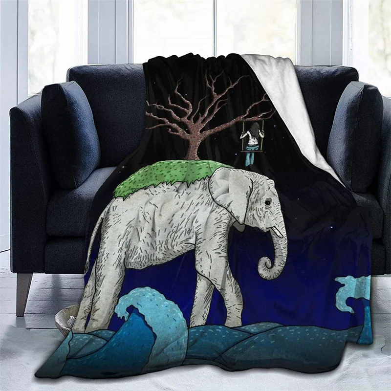 

Зеленое одеяло с принтом слона Navajo Cubre Camara 3D, суперудобное для дивана, тонкое одеяло в скандинавском стиле