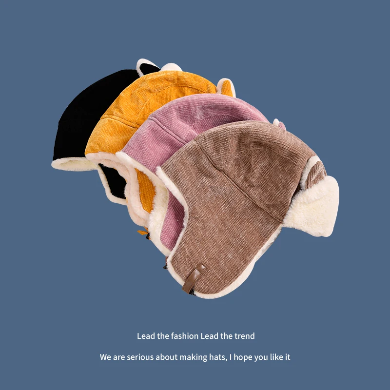 

Women's Winter Bomber Hats Earflap Skullies Casual Caps for Ladies Warm Gorros Thicken Sweet Animal Bonnet Beanie Hat