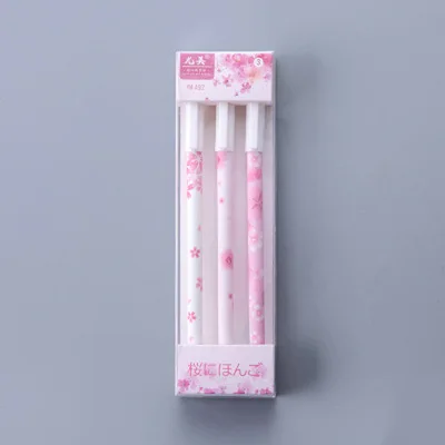 Cherry 3pcs 3, 6 штук в партии, гелевая ручка Kawaii набор Фламинго листья 0,5 мм с черными чернилами нейтральная ручка, офисные и школьные принадлежности канцелярские товары - Цвет: Cherry 3pcs