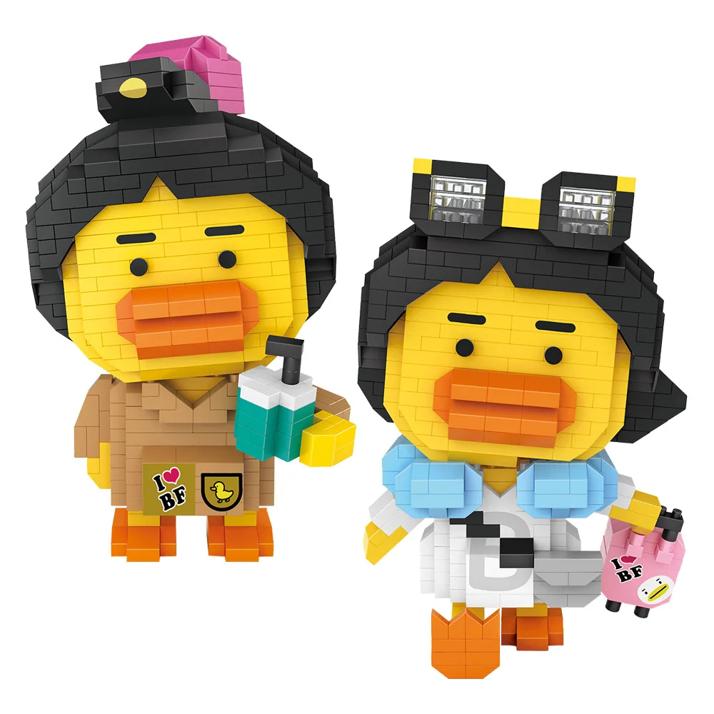 

Cartoon Milk Tea Yellow B Duck Particle Building Blocks Travel Duck Mini Micro Bricks Assembly Model Toys For Kid Christmas Gift