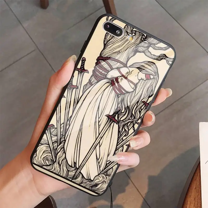 

Tarot Cards Tattoo Horror prophecy Phone Case Tempered glass For iphone 5C 6 6S 7 8 plus X XS XR 11 PRO MAX