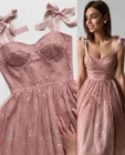 Элегантные короткие розовые кружевные вечерние платья с сердечком на бретельках трапециевидного силуэта Abendkleid вечернее платье для женщин