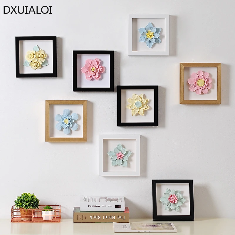 

ceramic flower photo frame Wall surface Hanging decoration creative living room TV background wall three-dimensional decoration