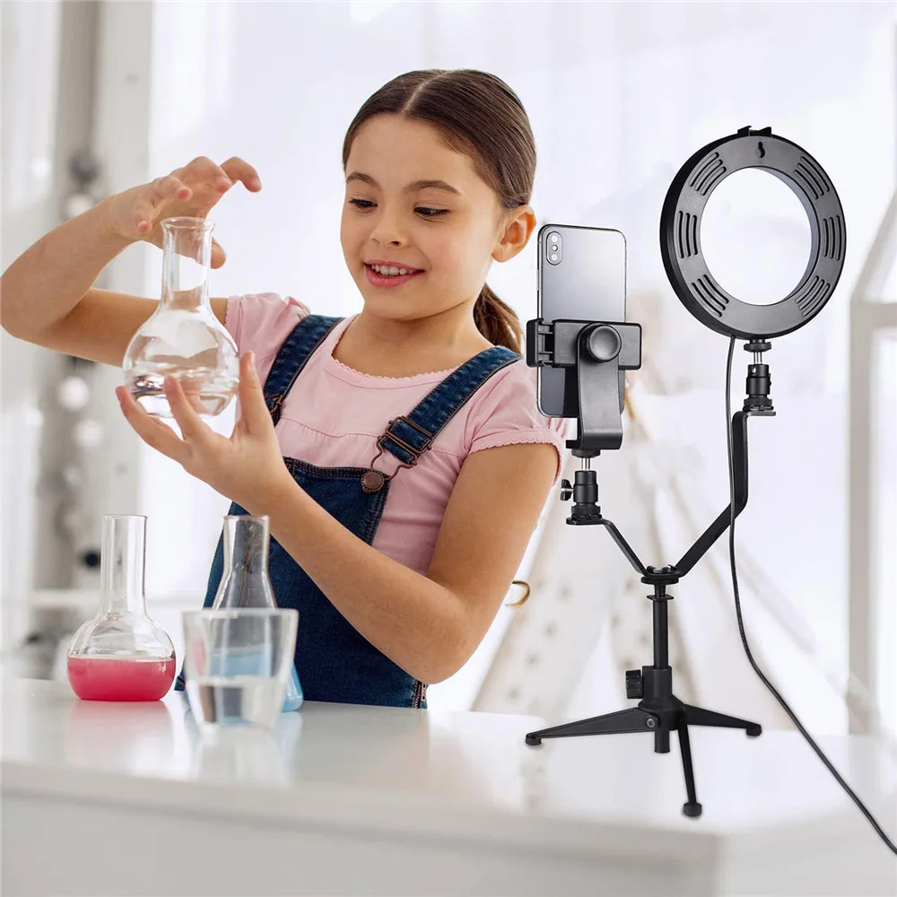 

6" LED Ring Light Photo Lamp Light Bluetooth Cell Phone Stand Tripod Stand Fill light for self-media