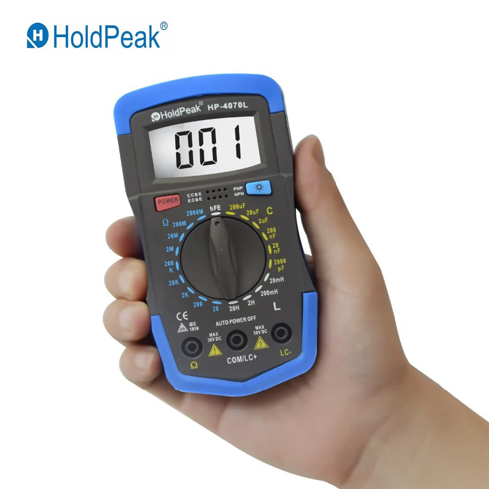HoldPeak Hp-4070L Цифровой мультиметр HFE тестовая емкость измерение сопротивления индуктивности с подсветкой индуктивности LCR. Измеритель влажности