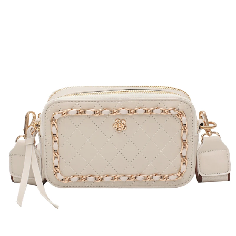 

Lattice Square Crossbody bag 2020 Fashion New High quality PU leather Women's Handbag Wide Shoulder strap Shoulder Messenger Bag