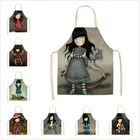 Кухонные фартуки с мультяшными персонажами для женщин, льняные домашние приспособления для уборки, приготовления пищи, выпечки, нагрудник TCWQ11