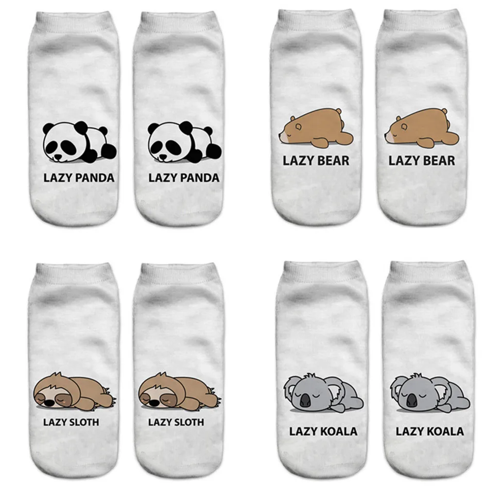 

Women's socks 3D fashion animal panda puppy pug koala raccoon bear sloth sleeping Harajuku emoji cute printed novelty socks