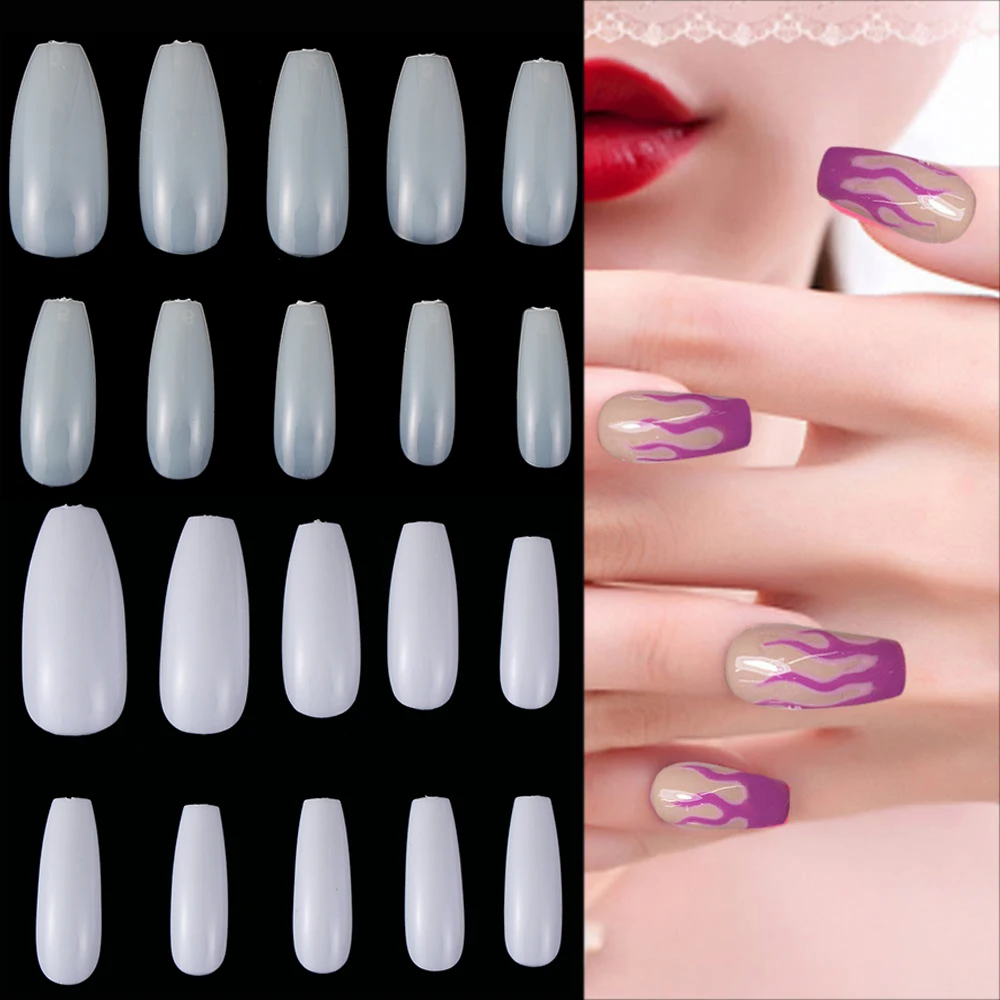 100 шт. белый прозрачный натуральный УФ гель полное покрытие акриловый гроб