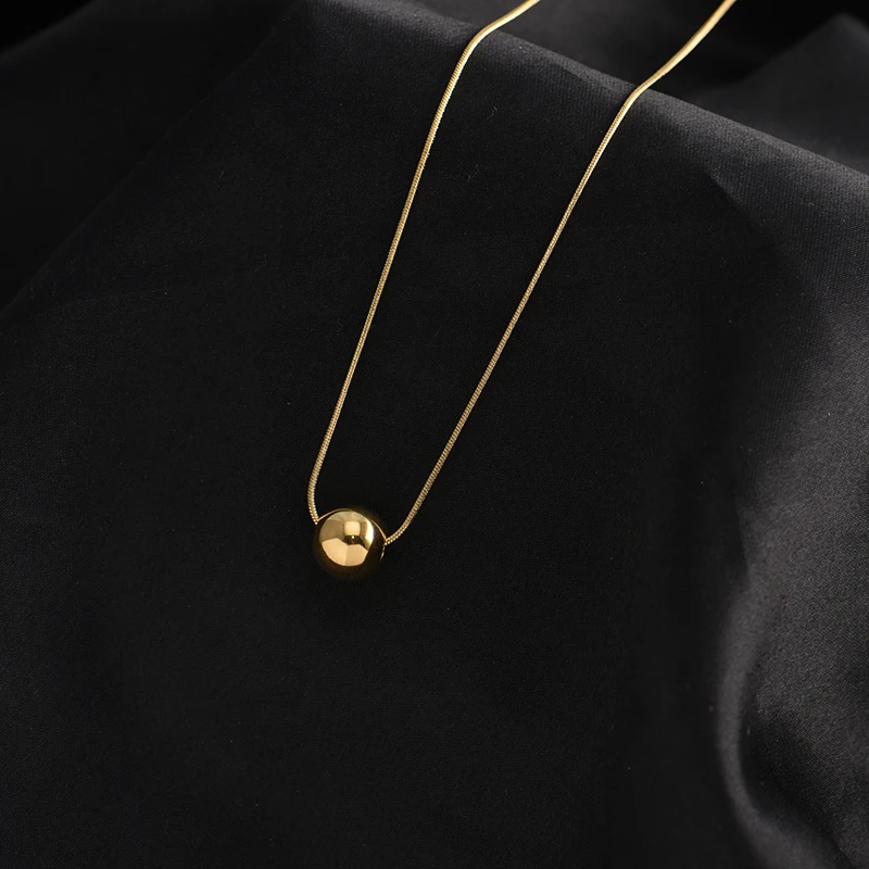

Stainless Steel Gold Round Ball Choker Necklaces Jewelry Pendant Snake Chain Necklace For Women
