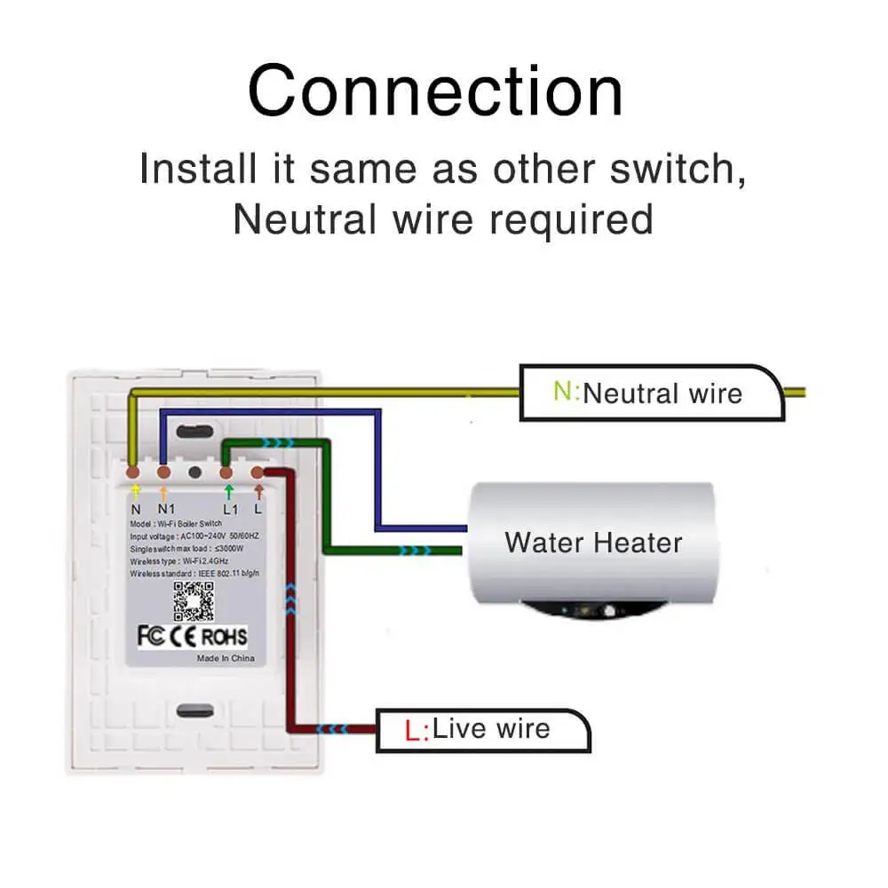 Wifi умная вода обогреватель настенный котел переключатель стеклянный сенсорный