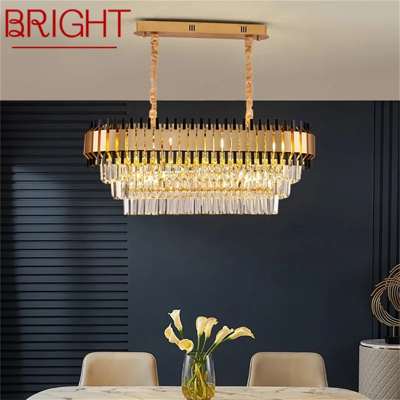 

BRIGHT Postmodern Chandelier Rectangle Fixtures Crystal Pendant Lamp Luxury Light LED Decorative for Home