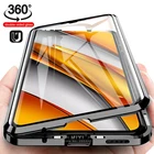 Магнитный флип-чехол с полным покрытием на 360  для poco poko poxo little f3 f 3 pocof3 чехол металлический бампер двухсторонний стеклянный чехол