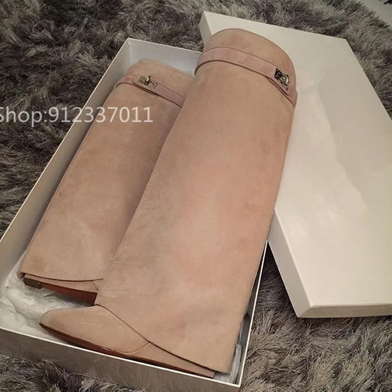Женские высокие сапоги до колена с острым носком из натуральной кожи | Обувь