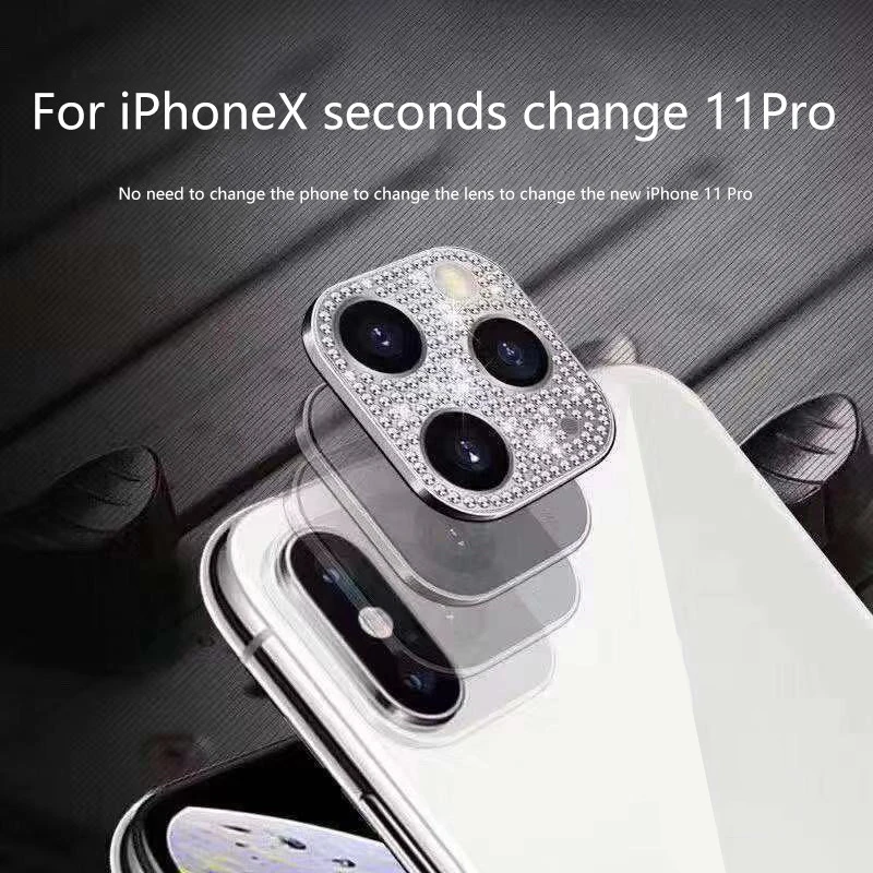 Металлический чехол для объектива iPhone xs max xr x 10 Алмазная крышка замена секунд 11 Pro