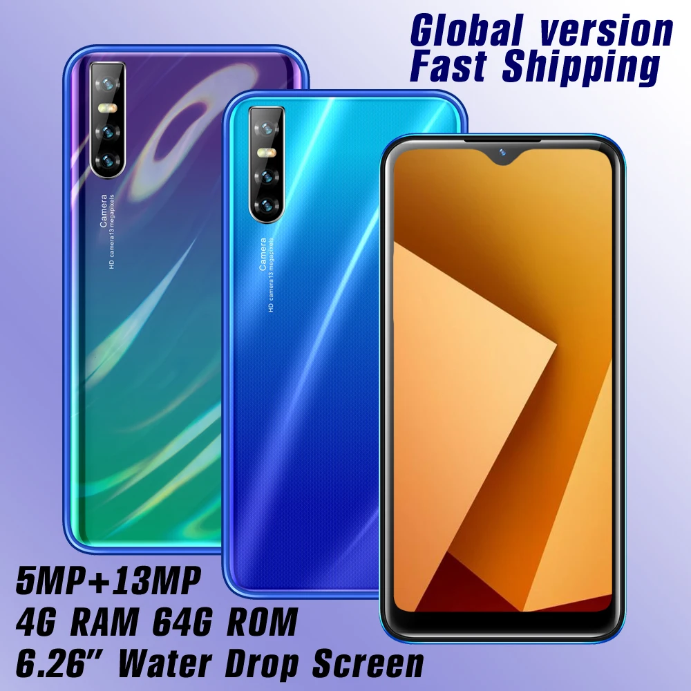 F2 Pro quad core смартфонов 4 грамма 64G Встроенная память 13MP Face ID неблокированный android