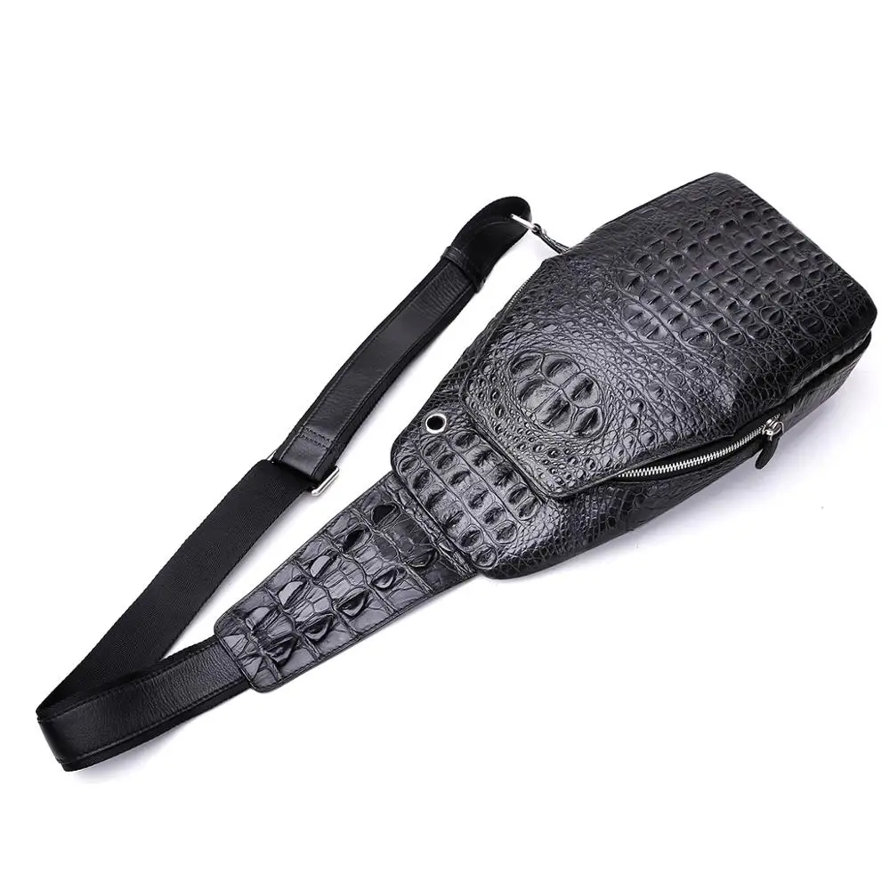 Мужская сумка-слинг из натуральной крокодиловой кожи водонепроницаемая сумка
