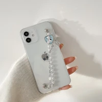 3d metal love cow pearl bracelet chain soft phone case for iphone 12 pro max 11 pro max 6 6s 7 8 plus x xr xs se s21 s20 cover