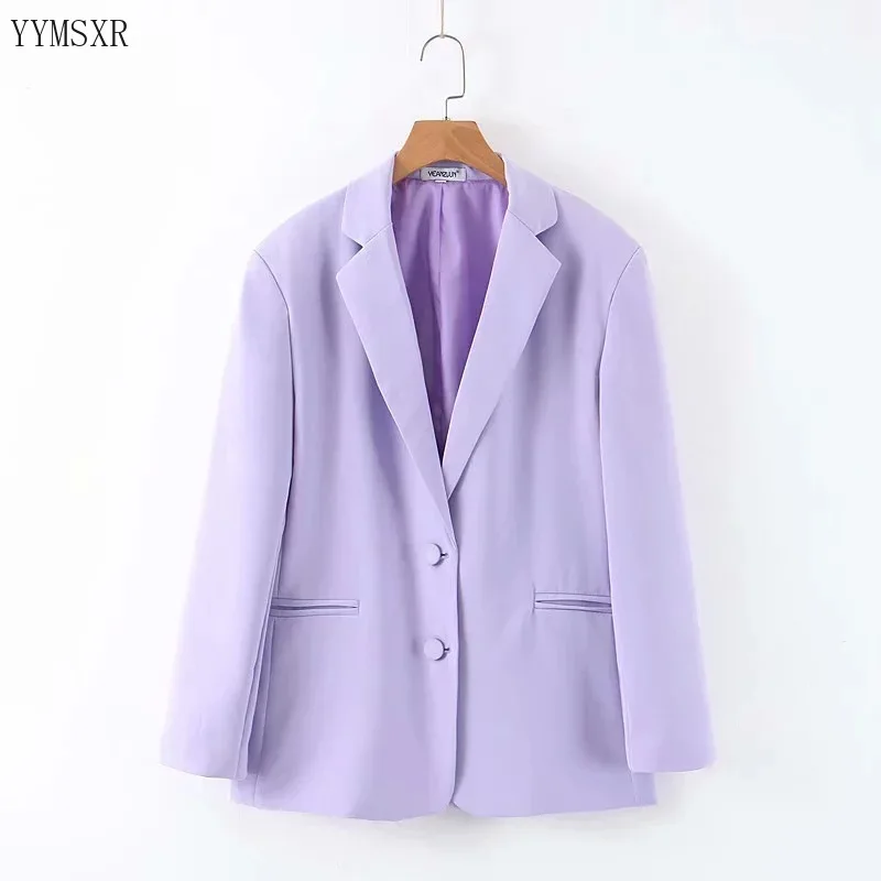 Модный женский Костюмный пиджак новинка 2020 повседневный свободный фиолетовый