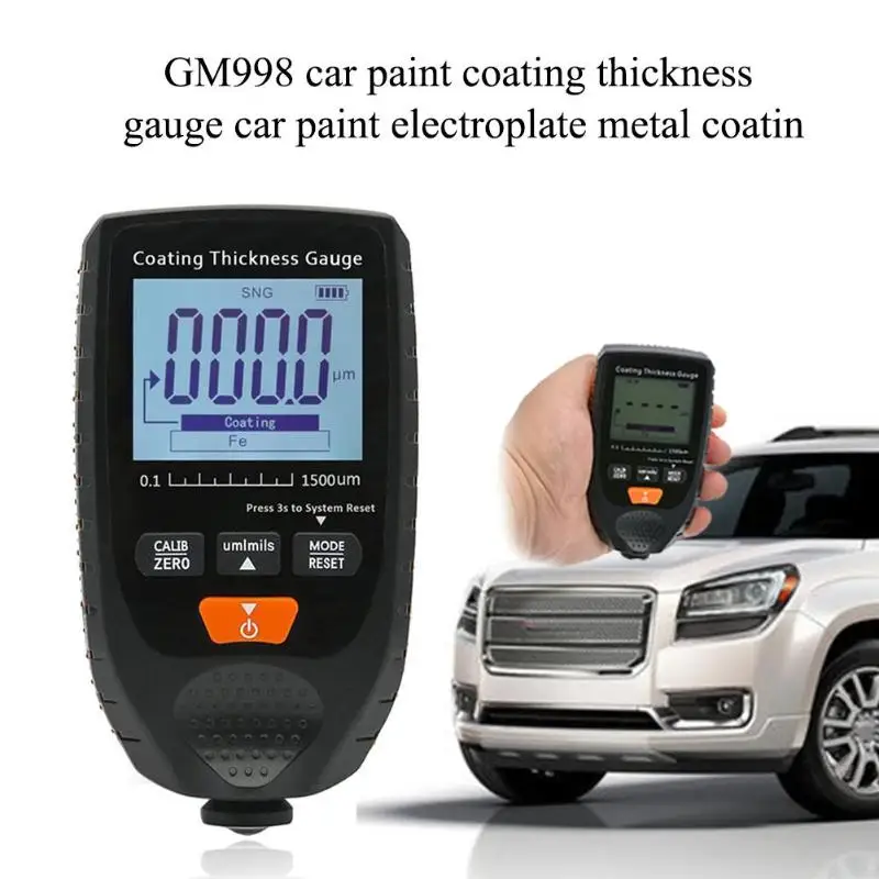 GM998 цифровой ЖК-дисплей автомобильный тестер толщины краски Алюминий Медь краска анодированное покрытие авто покрытие толщиномер
