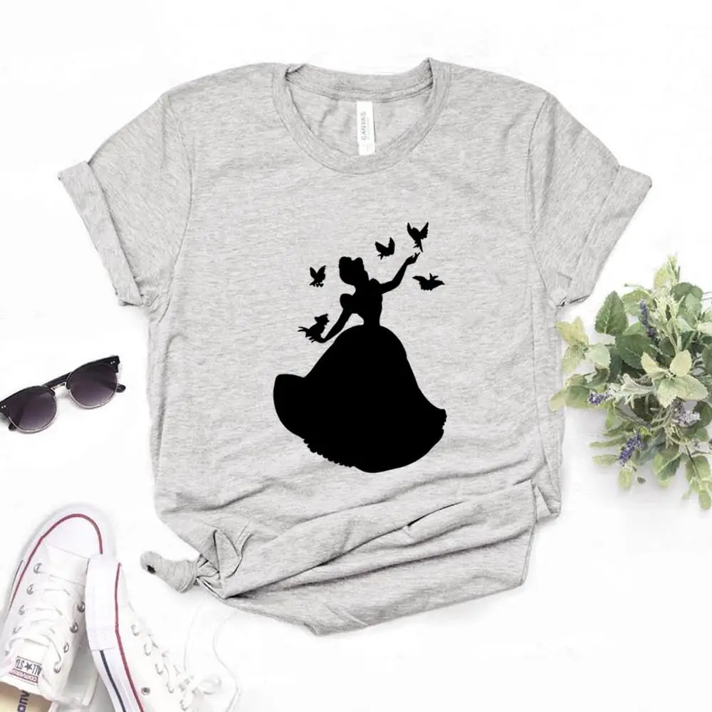 Женская футболка с принтом птицы и принцессы хлопковая хипстерская забавная