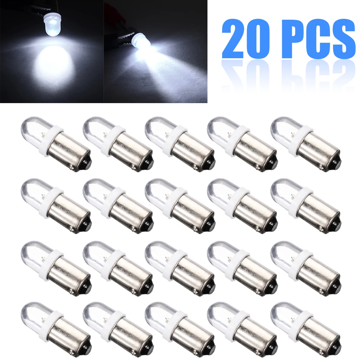 

20pcs T11 T4W BA9S H6W 1895 1SMD LED 12V Turn Signal Light Dashboard Bulb White Auto Car Styling Lighting Lamp