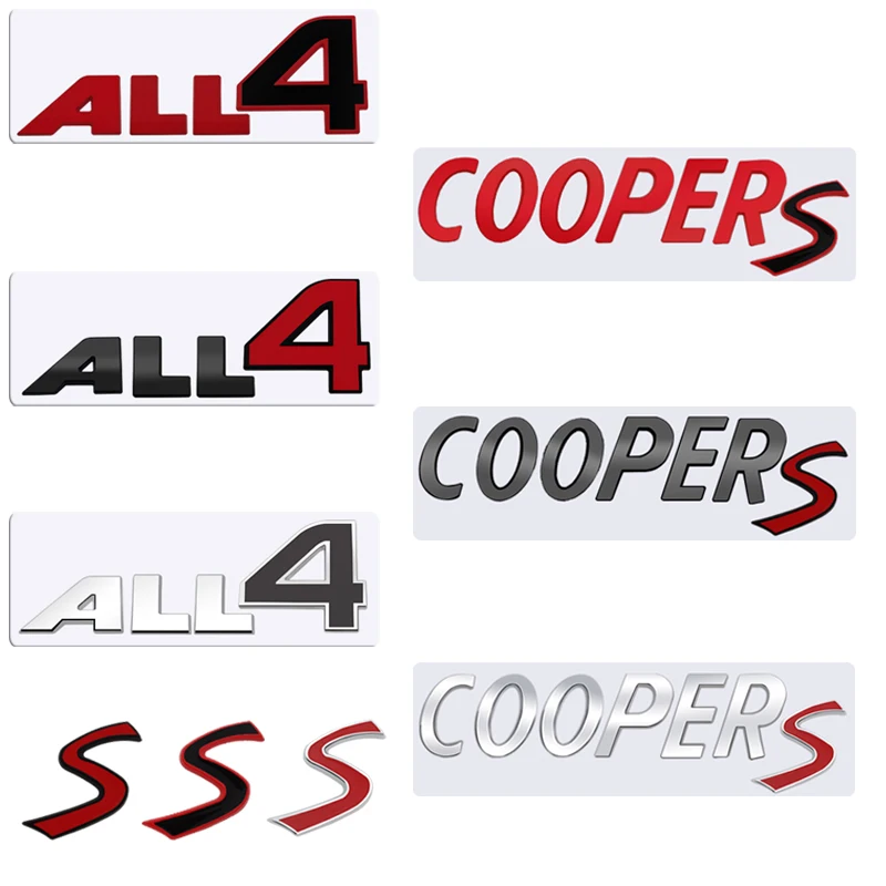 

Metal 3D Badge ALL4 S Logo Car Rear Trunk Body Sticker Emblem For MINI COOPER S Clubman R55 R56 R57 R58 R59 F54 F55 F56 F57 JCW