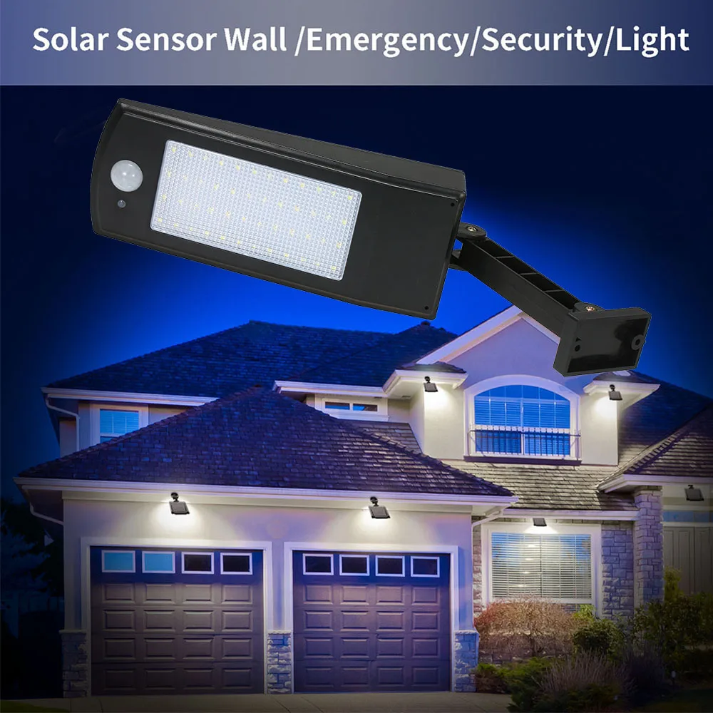 Solar Powered Floodlight 48 LED Lights Wireless Auto Motion Sensor Wall Light IP65 Waterproof Outdoor Security | Безопасность и
