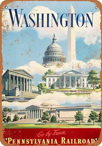 

Washington Tin Sign art wall decoration,vintage aluminum retro metal sign