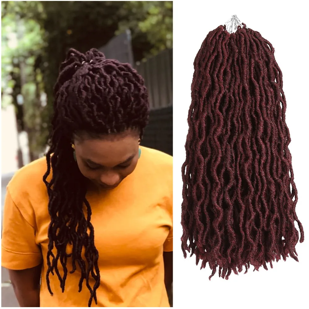 18 дюймов накладные волосы на крючке богиня Faux Locs Curly крючках косички мягкие