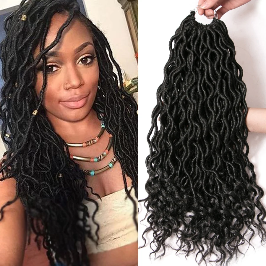 

Faux Locs Curly Synthetic 18 inch Crochet Braid Hair Extensions 24 Strands/pack Braids Ombre Braiding Hair Afro Black Braids
