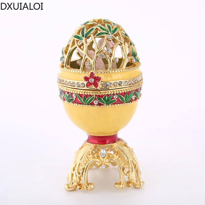 

Home decorations European style Easter egg jewelry storage box creative home decorations enamel painted diamond metal crafts