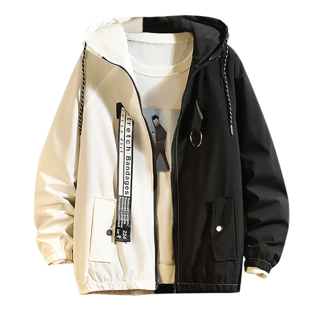 jacket men Autumn Casual Fashion Color Collision Hoodie Thin Jacket Zipper Hip Hop coach streetwear jacket jaqueta masculino