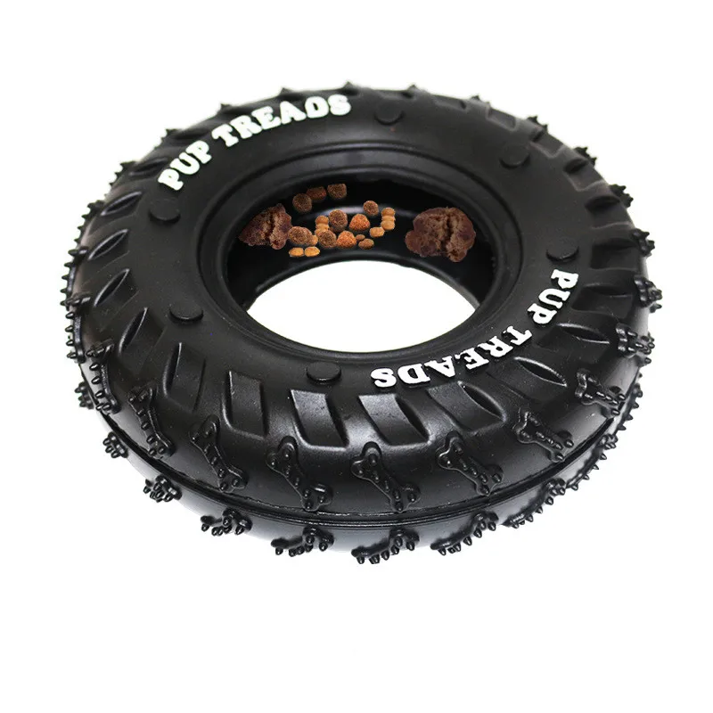 Резиновая игрушка для собак форма шины диспенсер утечки еды здоровая кормушка