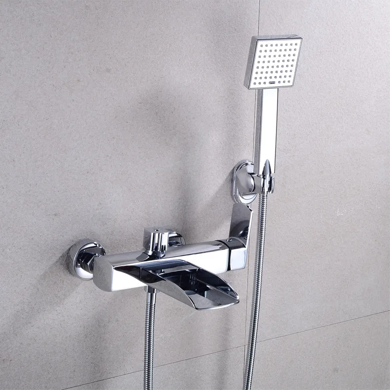 

Bathroom Brass cooper waterfall bathtub faucet bathroom crane bath mixer hot and cold wall bath tap waterfall bath battery