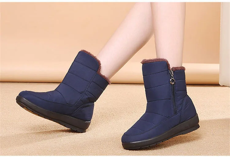 Женские ботинки; теплые женские зимние ботинки на низком каблуке; Botas Mujer; большие размеры; Зимние ботильоны; Женская водонепроницаемая зимняя обувь